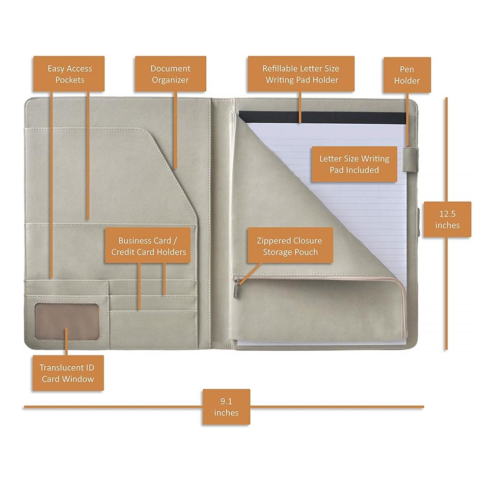 A4 Bifold Hardcover PU Leather Portfolio Folder-2