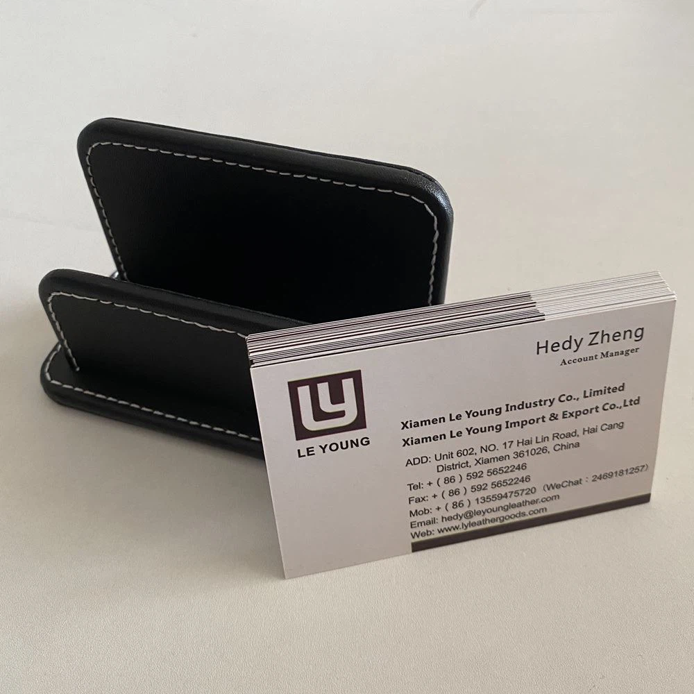 Faux Leather Desktop Name Card Stand