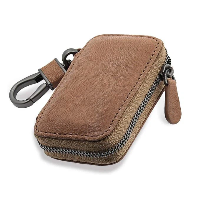 Zipper Leather Car Key Case