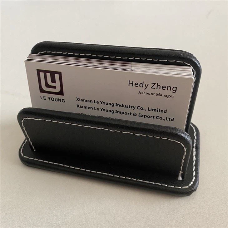 Faux Leather Desktop Name Card Stand